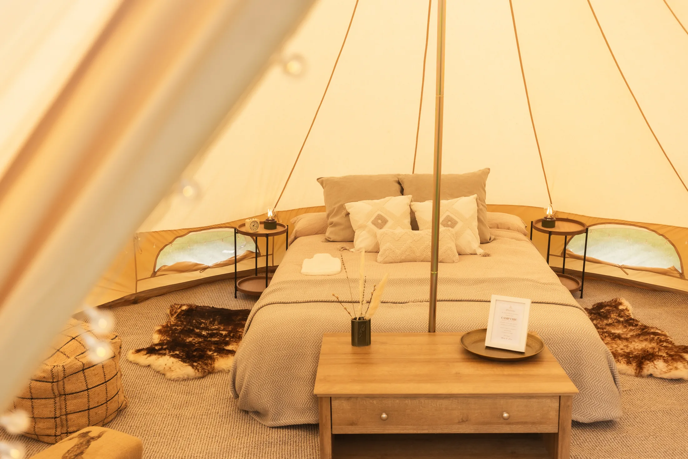 Luxury bell tent interior