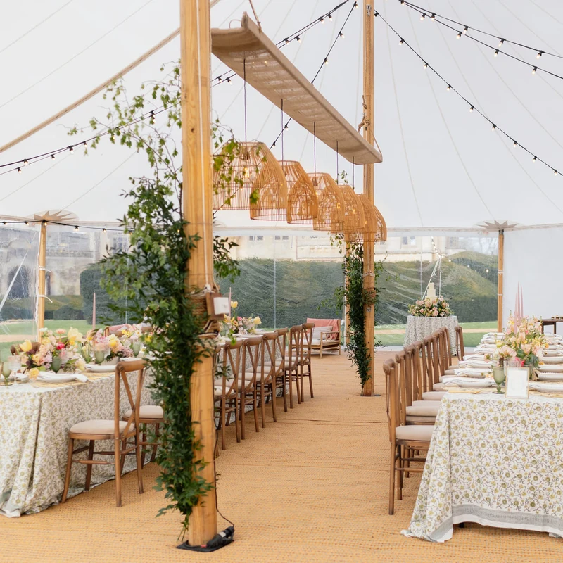 Decorated sailcloth marquee interior from Archers Marquees