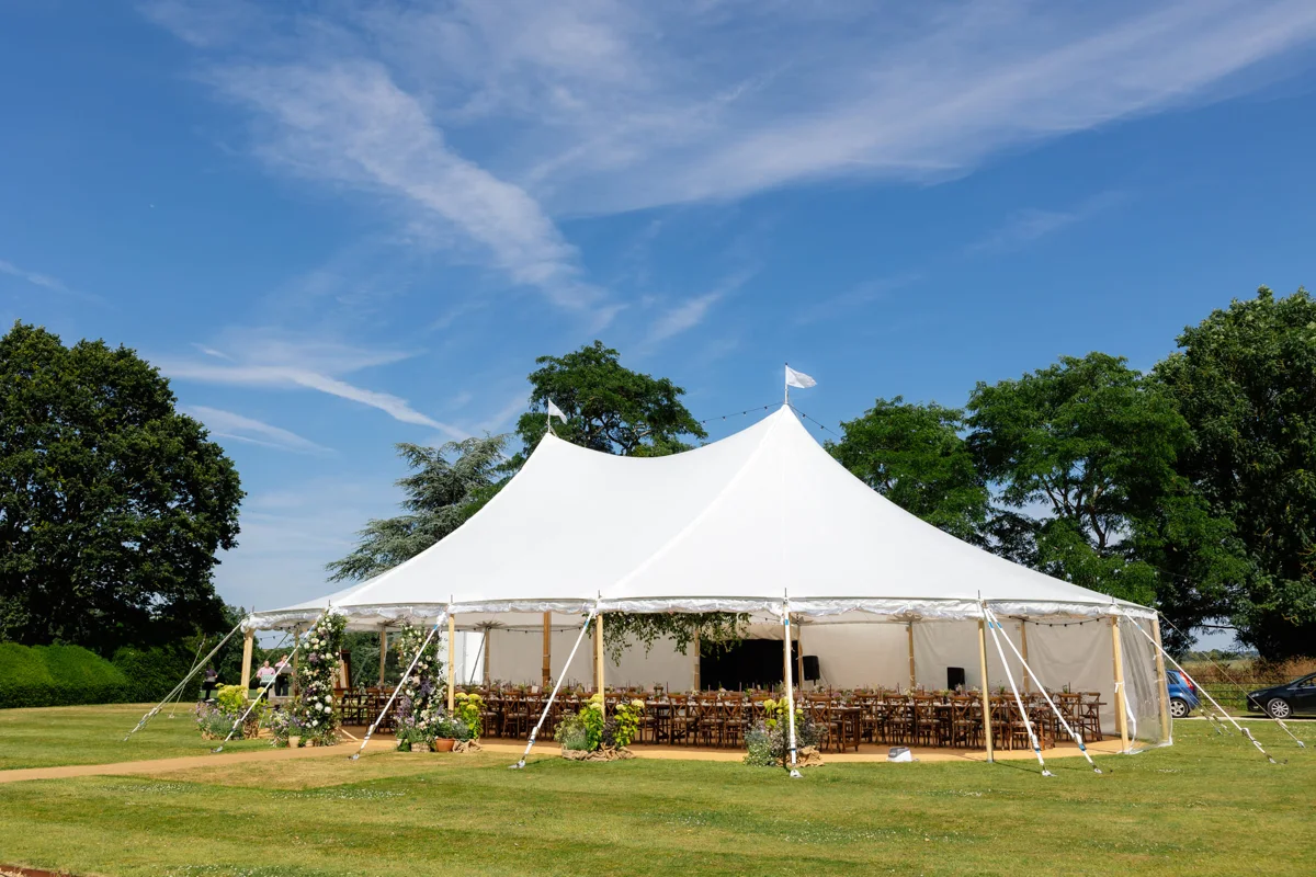 Sailcloth marquee ready for a wedding