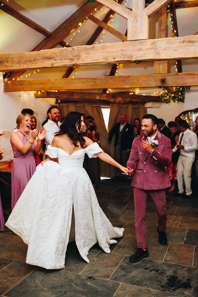 Guests dancing at a wedding reception