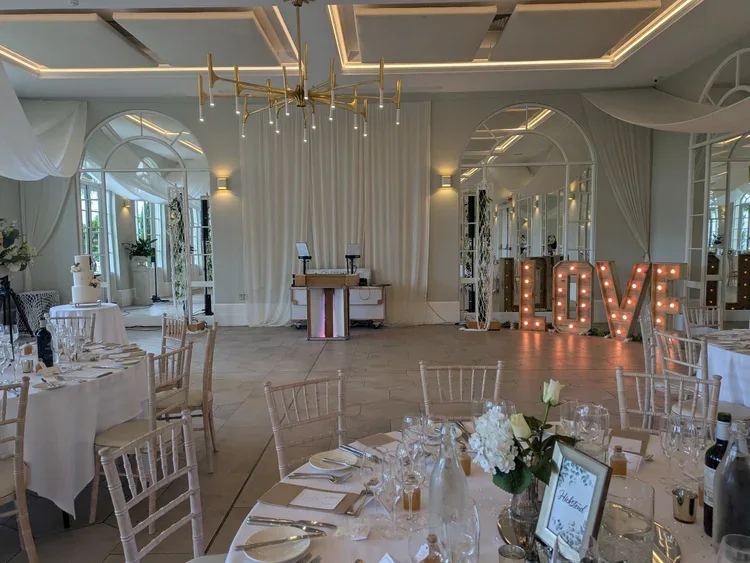 Wedding reception sound and lighting setup
