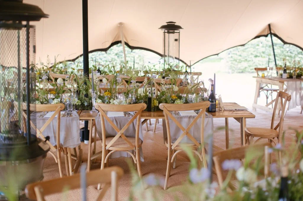 Wedding reception tables and flowers