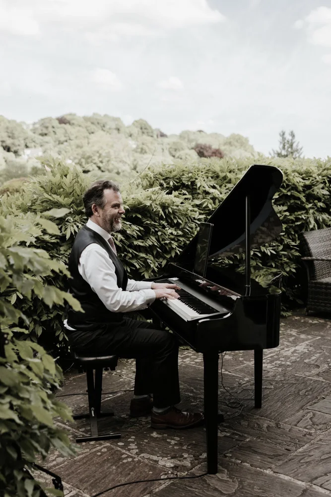 Piano performance in a garden