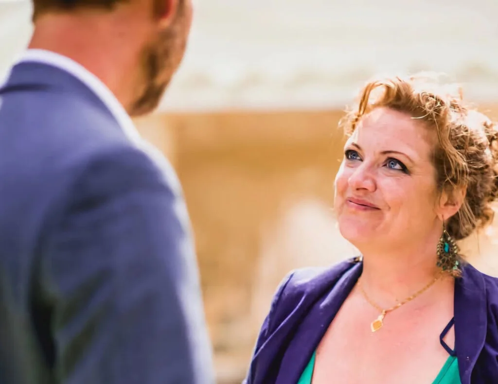 Melly during a wedding ceremony