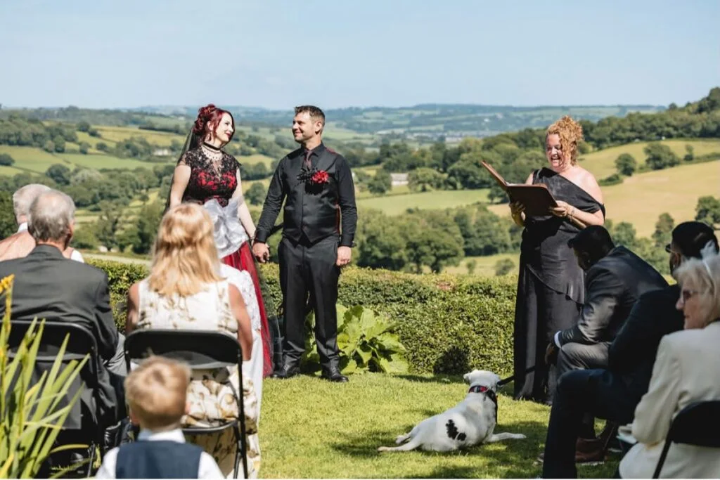 Outdoor ceremony overlooking the countryside